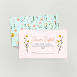 Elegant Rosa WildblommGirls Baby Diaper Raffle Tilläggskort