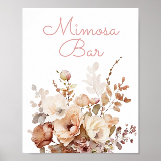 Elegant Rosa WildblommMimosa Pub Sign Poster (Framsidan)