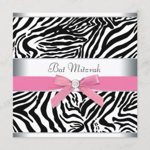 Elegant Rosa Zebra Bat Mitzvah Inbjudningar