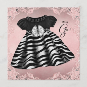 Elegant Rosa Zebra Bebis Shower Inbjudningar
