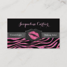 Elegant Rosa Zebra Glitter Kiss Cosmetolog