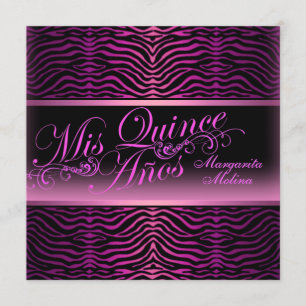Elegant Rosa Zebra tryck Quinceanera-inbjudan Inbjudningar