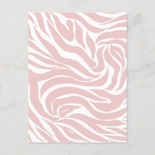 Elegant Rosa Zebra White Animal Print Helg Vykort