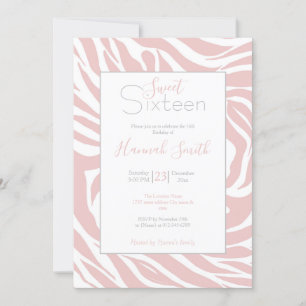 Elegant Rosa Zebra White Animal Print Inbjudningar