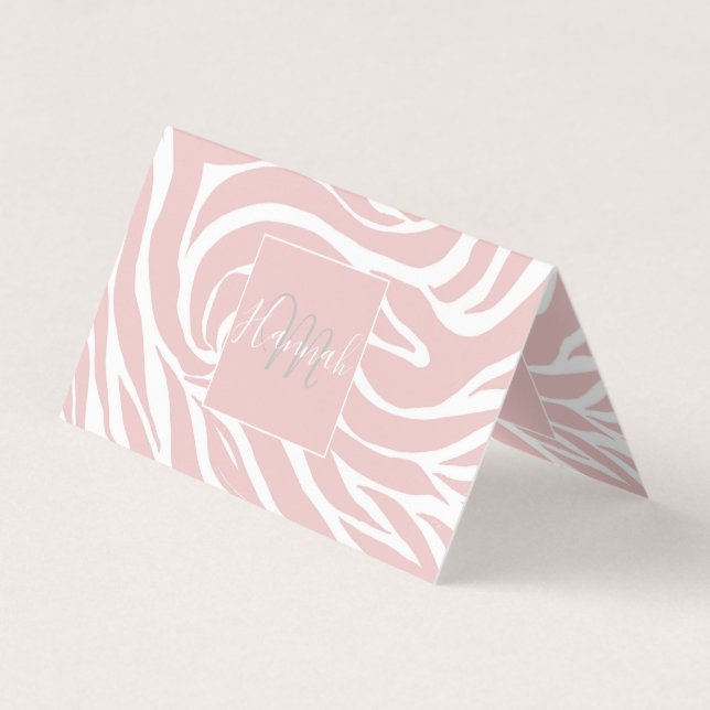 Elegant  Rosa Zebra White Animal Print Visitkort (Framsida)