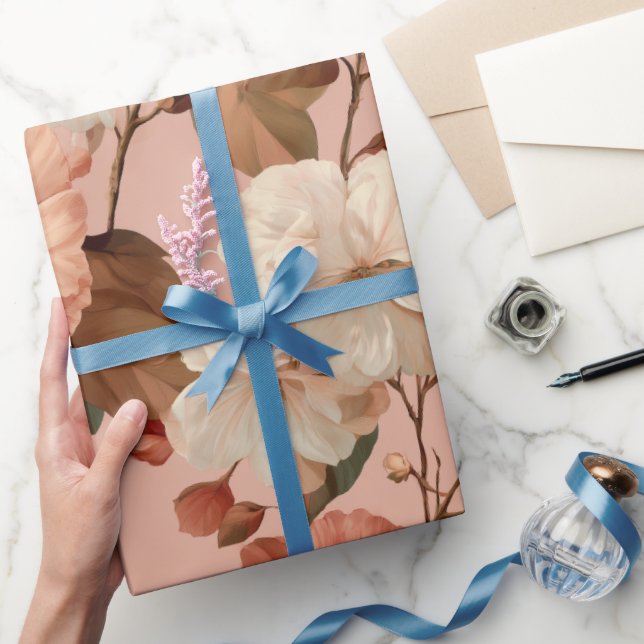 Elegant rosablomma Elfenbensblommig mönster Presentpapper (Gifting)
