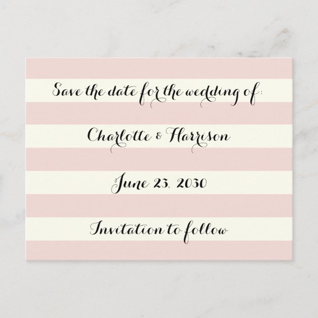 Elegant rosablommig elfenbensrandig rand Save the  Helg Vykort (Framsida)