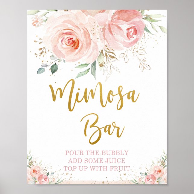 Elegant rosablommig mimosa-bar med bubbeldryck  poster (Framsidan)