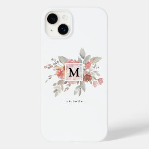 Elegant rosablommig monogram