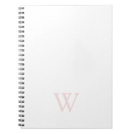 Elegant rosablommig monograminitial vit anteckningsbok