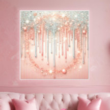 Elegant rosabränd & silver glitterdroppning