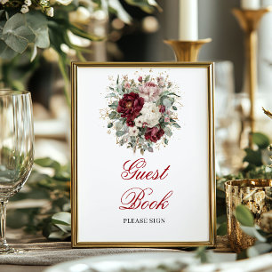 Elegant rosabrännvin gästboksposter skylt