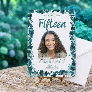 Elegant rosabröllopsblomma Quinceañera-inbjudan Inbjudningar