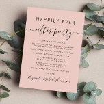 Elegant rosabröllopsinbjudan inbjudningar<br><div class="desc">Elegant rosabröllop eller litet bröllopsfirande och celebreringsinbjudan. "Happily Ever After Party" är skrivet i enkel typografi och en stilren script med svängar. Anpassa ditt meddelande och din inbjudan och lägg till era namn i en signaturliknande stil. Baksidan visar era förnamn och bröllopsdatum.</div>