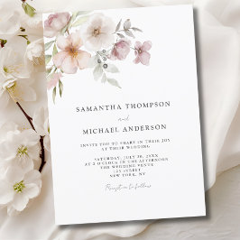 Elegant rosabruden blommande bröllopsinbjudan inbjudningar