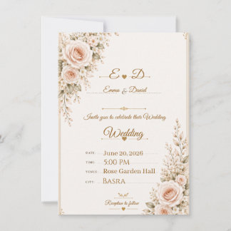 Elegant rosabruden blommande bröllopsinbjudan kort