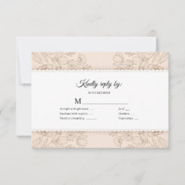Elegant rosabruden blommig scalloped kant bröllop OSA kort