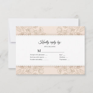 Elegant rosabruden blommig scalloped kant bröllop OSA kort