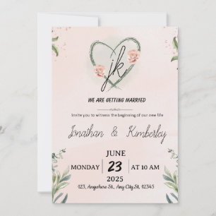 Elegant rosabruden blomsterbröllopsinbjudan inbjudningar