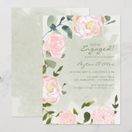 Elegant rosabruden blomsterförlovning inbjudningar