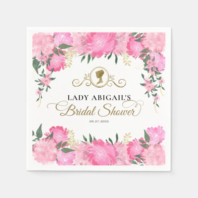 Elegant rosabruden blomstergudstjänst i victorians pappersservett (Framsidan)
