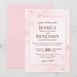Elegant rosabruden Boho Chic Blommig Bröllop Inbjudningar