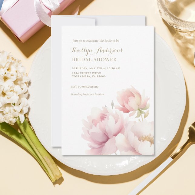 Elegant rosabruden Peony Bröllopsdusch Inbjudningar (Skapare uppladdad)