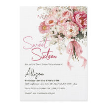 Elegant rosabruden pion floral Sweet Sixteen