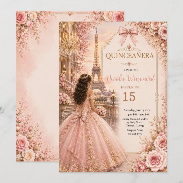 Elegant rosabruden Quince Inbjudningar (Fram/baksida)
