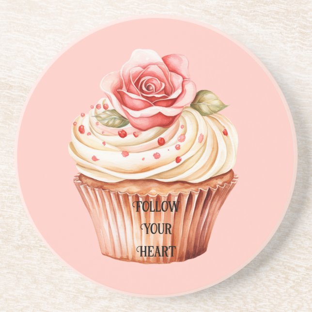 Elegant rosabruden Rosa Cupcake Underlägg (Framsidan)