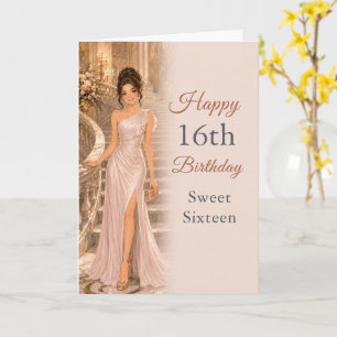 Elegant rosabruden Sweet 16 födelsedagsfest Kort