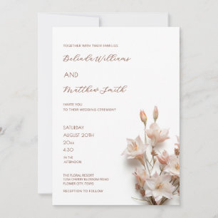 Elegant rosabruna 3D-blommor Inbjudningar