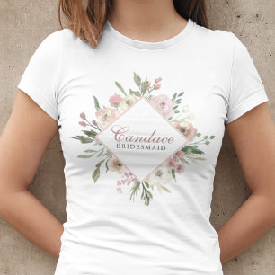 Elegant rosabruna blomstergudinna brudtärna t shirt