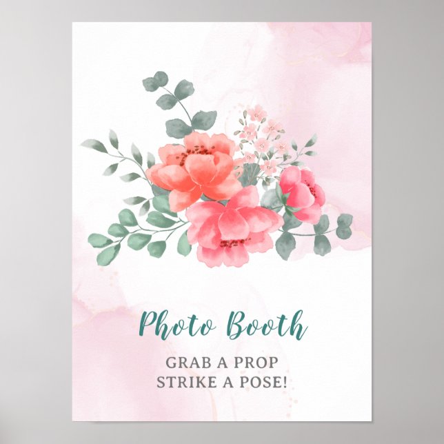 Elegant rosabruten akvarell fotobox poster (Framsidan)