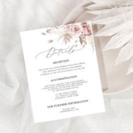 Elegant rosabruten dammig rosblomma bröllopsdetalj tilläggskort