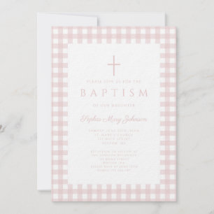 Elegant rosabruten gingham flick dop inbjudan