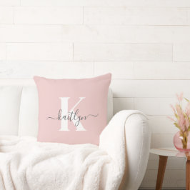 Elegant rosabruten grå scriptmonogram kudde