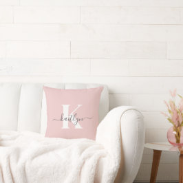Elegant rosabruten grå scriptmonogram kudde