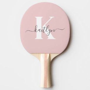 Elegant rosabruten grå scriptmonogram pingisracket