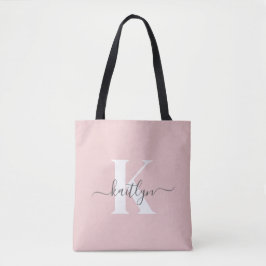 Elegant rosabruten grå scriptmonogram tygkasse