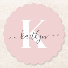 Elegant rosabruten grå scriptmonogram underlägg papper
