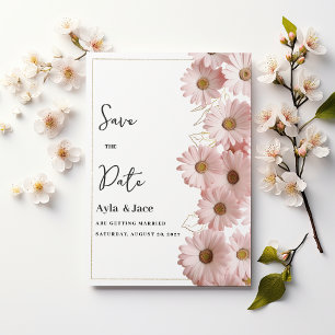Elegant rosabruten guld daisy blomsterlig Save the Inbjudningar