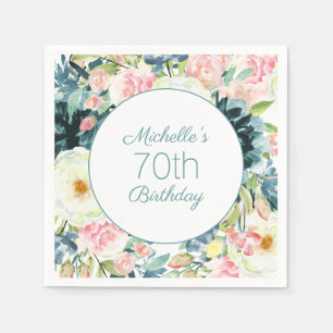 Elegant rosabruten krämteal 70-årsdag pappersservett