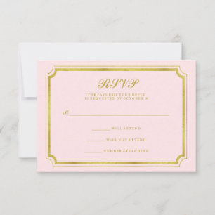 Elegant rosabruten och falskt guld bröllop RSVP OSA Kort
