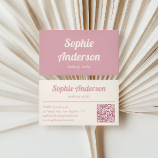 Elegant rosabruten QR-kod för sminkartist Visitkort