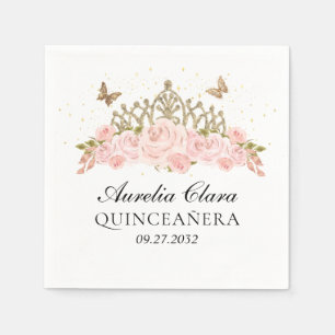 Elegant rosabruten rosa blommig guldtacka Quincean Pappersservett
