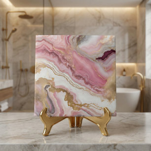 Elegant rosabruten rosa guld & vit agat marmor kakelplatta