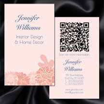 Elegant rosabruten rosa och marinblå blomsterg QR-