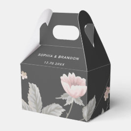 Elegant rosabruten rosa och mörkgrå blomsterbröllo presentaskar