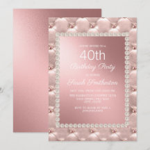 Elegant rosabruten roséguld 40-årsfest